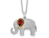 Garnet Elephant Pendant Necklace 9/10 Carat (ctw) in Sterling Silver with Chain